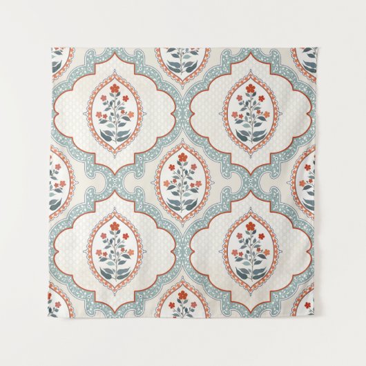 ヴィンテージ花枝、インディアン織物。 タペストリー (正面)