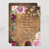 ヴィンテージ花枠灯付き美しい 招待状 (正面/裏面)