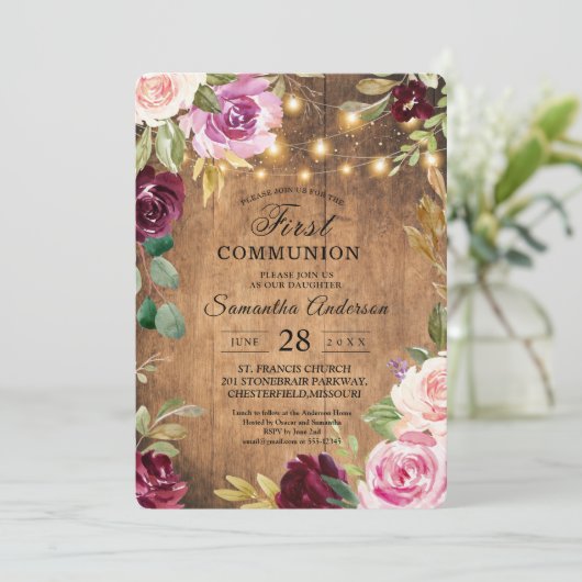 ヴィンテージ花枠灯付き美しい 招待状 (スタンド正面)