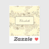 ヴィンテージ花柄の名札 シール (シート)