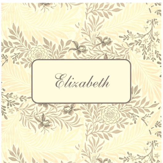 ヴィンテージ花柄の名札 シール (正面)