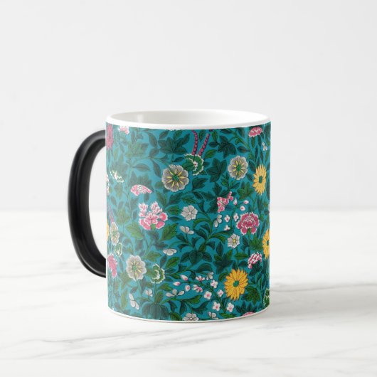 ヴィンテージ花柄の背景 – エレガントレトロ モーフィングマグカップ (正面左)