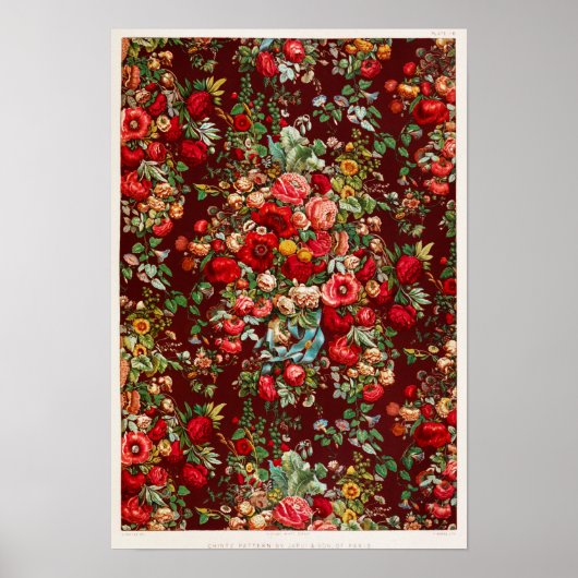 ヴィンテージ花柄イラストレーション ポスター (正面)