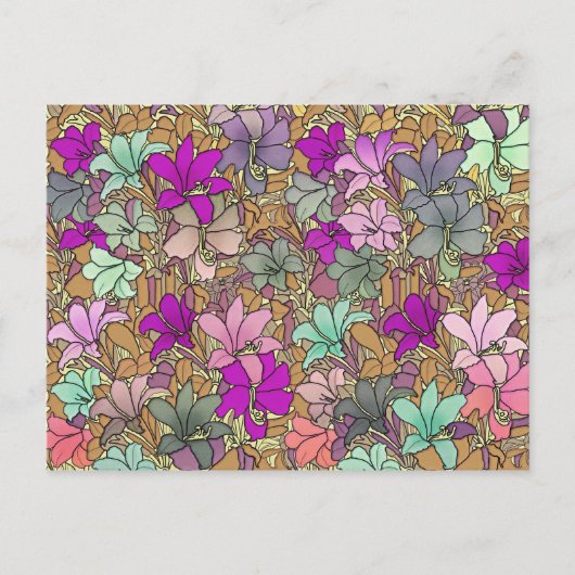 ヴィンテージ花柄イラストレーション ポストカード (正面)