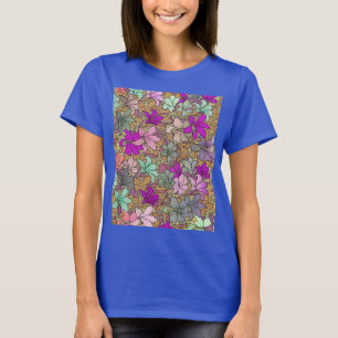 ヴィンテージ花柄イラストレーション Tシャツ
