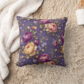 ヴィンテージ花柄エレガント離れ付 クッション (ブランケット)