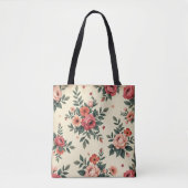 ヴィンテージ花柄クラシック優雅 トートバッグ (正面)