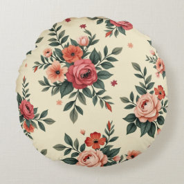 ヴィンテージ花柄クラシック優雅 ラウンドクッション