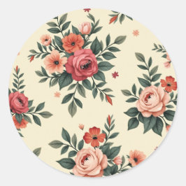 ヴィンテージ花柄クラシック優雅 ラウンドシール