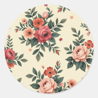 ヴィンテージ花柄クラシック優雅 ラウンドシール