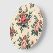 ヴィンテージ花柄クラシック優雅 ラージ壁時計 (傾斜)