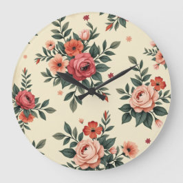 ヴィンテージ花柄クラシック優雅 ラージ壁時計