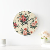 ヴィンテージ花柄クラシック優雅 ラージ壁時計 (ホーム)