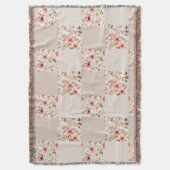 ヴィンテージ花柄パッチワーク スローブランケット (正面縦)