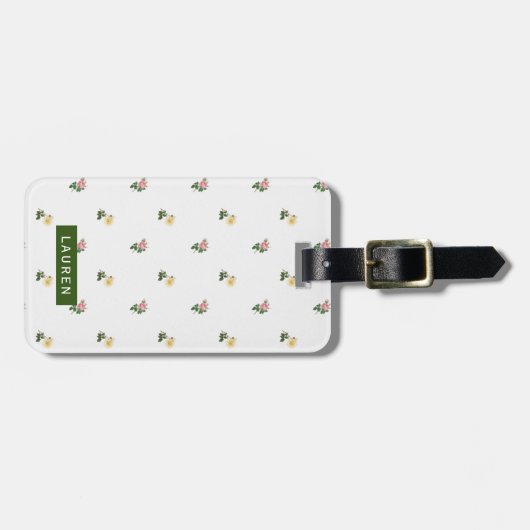 ヴィンテージ花柄パーソナライズされた荷札 ラゲッジタグ (正面横)