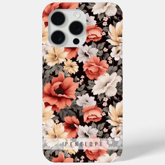 ヴィンテージ花柄パーソナライズされたiPhoneケース Case-Mate iPhoneケース (裏面)