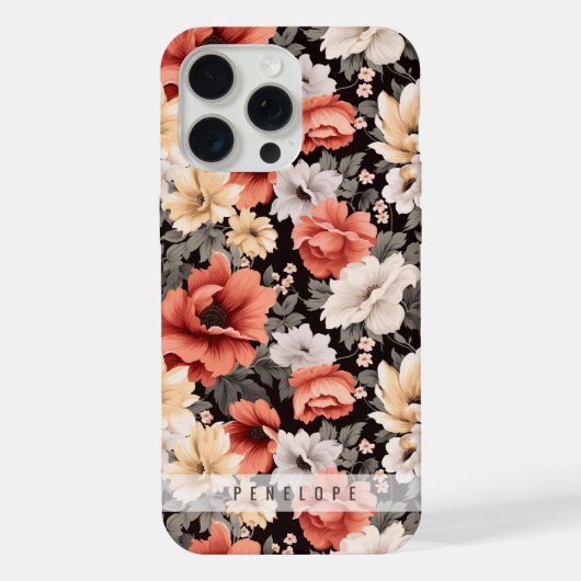 ヴィンテージ花柄パーソナライズされたiPhoneケース iPhoneケース (裏面)