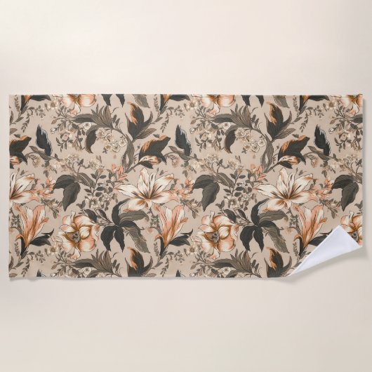 ヴィンテージ花柄ビーチタオル ビーチタオル (正面)