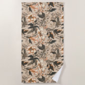 ヴィンテージ花柄ビーチタオル ビーチタオル (正面)