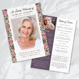 ヴィンテージ花柄フォト葬儀プログラム 招待状