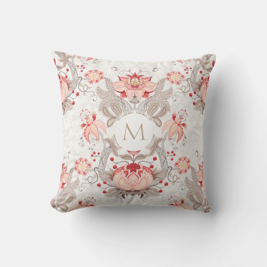 ヴィンテージ花柄モノグラム角枕 クッション (正面)