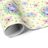 ヴィンテージ花柄ライトイエロー ラッピングペーパー (ロールコーナー)