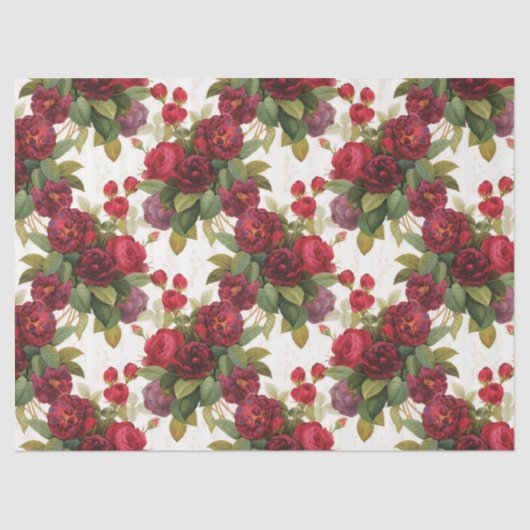 ヴィンテージ花柄レッドローズパーティー 薄葉紙 (正面)