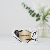 ヴィンテージ花柄金ゴールド円美容師 名刺 (スタンド正面)