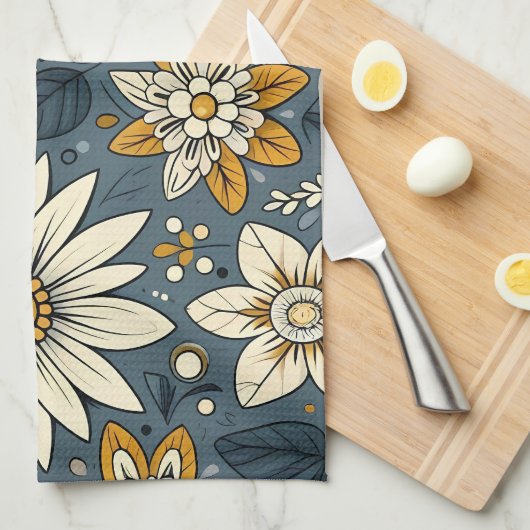 ヴィンテージ花柄 キッチンタオル (四つ折り)