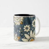 ヴィンテージ花柄 ツートーンマグカップ (正面右)