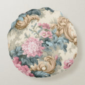 ヴィンテージ花柄（ピンク牡丹） ラウンドクッション (裏面)