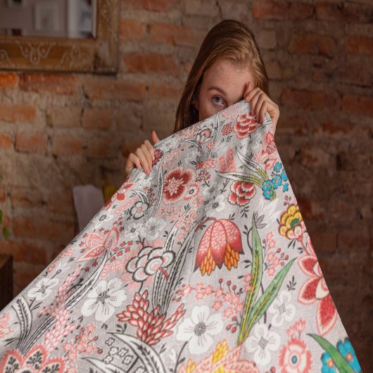 ヴィンテージ花柄 フリースブランケット