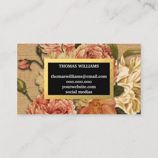 ヴィンテージ花柄 名刺 (裏面)