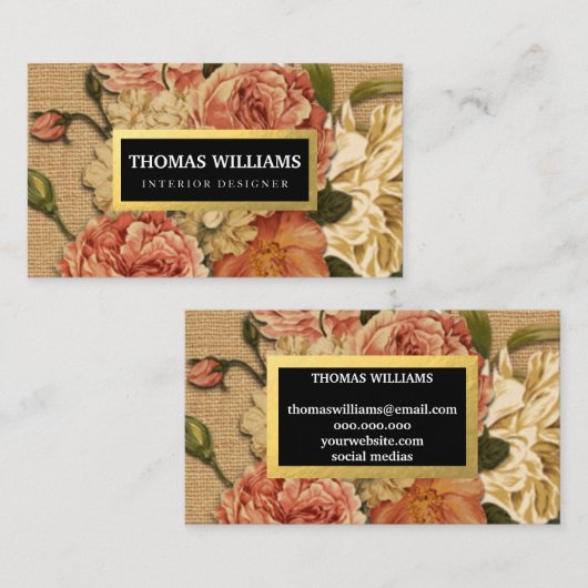 ヴィンテージ花柄 名刺 (正面/裏面)