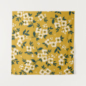 ヴィンテージ花柄、小さな白い花。 タペストリー (正面(横))