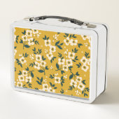 ヴィンテージ花柄、小さな白い花。 メタルランチボックス (裏面)