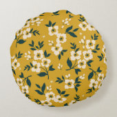 ヴィンテージ花柄、小さな白い花。 ラウンドクッション (裏面)