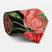 ヴィンテージ花柄、美しい赤い花 ネクタイ (ロール)