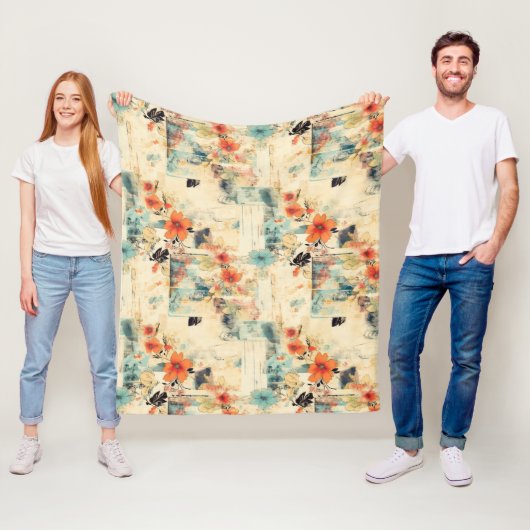ヴィンテージ花柄(2) フリースブランケット (インサイチュ)