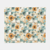 ヴィンテージ花柄(3) フリースブランケット (正面(横))