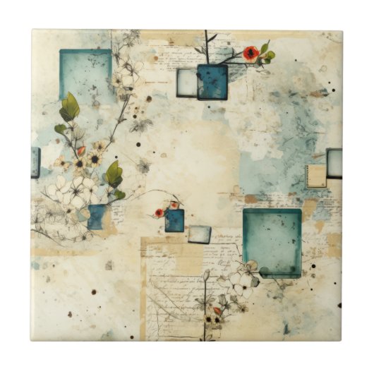 ヴィンテージ花柄(5) タイル (正面)