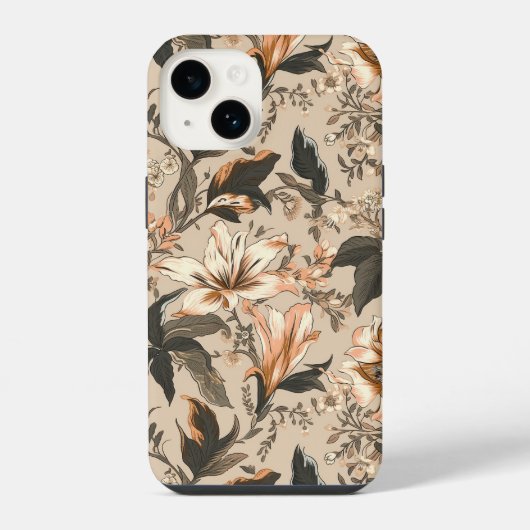 ヴィンテージ花柄iPhone 14ケース iPhoneケース (裏面)