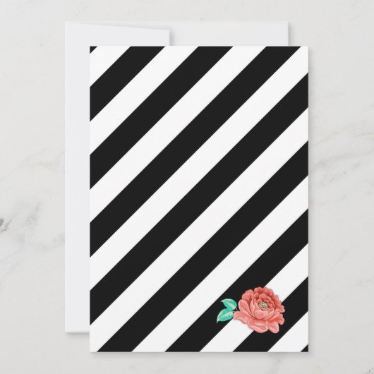 ヴィンテージ花模様とグリッター招待状 招待状 (裏面)