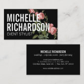 ヴィンテージ花模様はっきりした文字オンブラック名刺 名刺 (正面/裏面)