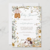 ヴィンテージ花模様バニーショーツボーイベビーシャワー 招待状 (正面)