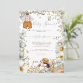 ヴィンテージ花模様バニーショーツボーイベビーシャワー 招待状 (スタンド正面)