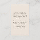 ヴィンテージ花模様ブライダルシャワーレシピ要求 エンクロージャーカード (裏面)