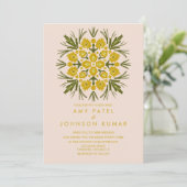 ヴィンテージ花模様植物曼荼羅手描き 招待状 (スタンド正面)