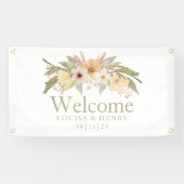 ヴィンテージ花模様歓迎結婚のバナー 横断幕 (横)