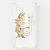 ヴィンテージ花模様歓迎結婚のバナー 横断幕 (縦)